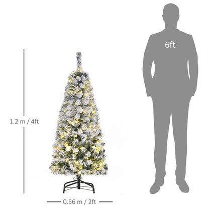 4ft Snow-Flocked Pre-Lit Artificial Christmas Tree with 150 Warm White LEDs