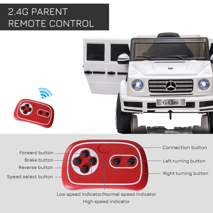 Compatible 12V Battery-powered Kids Electric Ride On Car Mercedes Benz G500 Toy with Parental Remote Control Music Lights MP3 Suspension Wheels