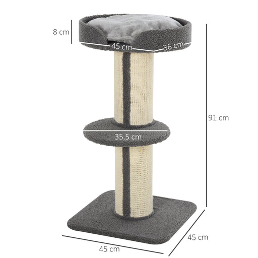 91cm Cat Tree for Indoor Cats Kitten Activity Center Play Tower Perches Sisal Scratching Post Lamb Cashmere Grey