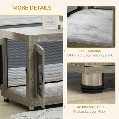 Dog Crate Furniture End Table w/ Soft Washable Cushion, Two Doors, Indoor Pet Kennel for Small Medium Large Dogs w/ Wire Mesh