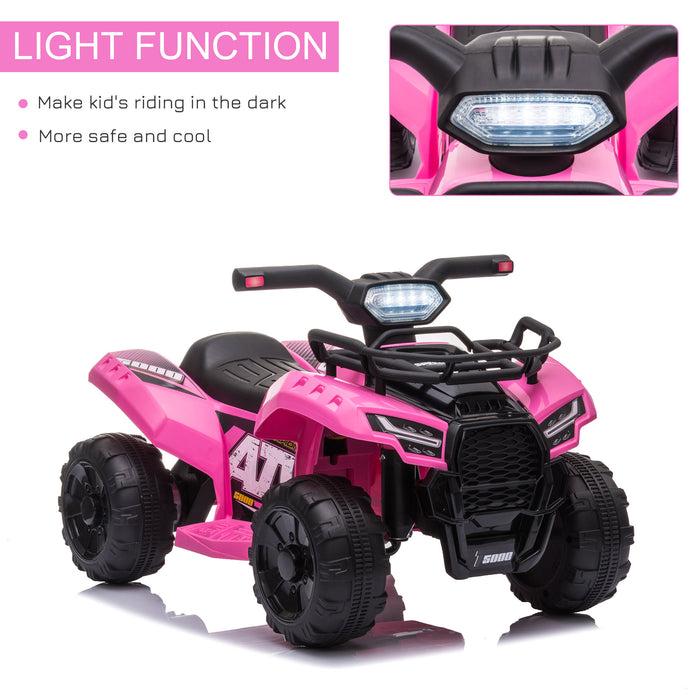 Kids Ride-on Four Wheeler ATV Car with Real Working Headlights, 6V Battery Powered Motorcycle for 18-36 Months, Pink