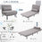 Single Sofa Bed Futon Chair Sleeper, Foldable Portable Lounge Couch, Living Room Furniture Grey