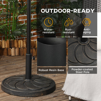Outsunny 18kg Resin Garden Parasol Base, Round Outdoor Market Umbrella Stand Weight for Poles ¬Ç38mm & 48mm, Bronze