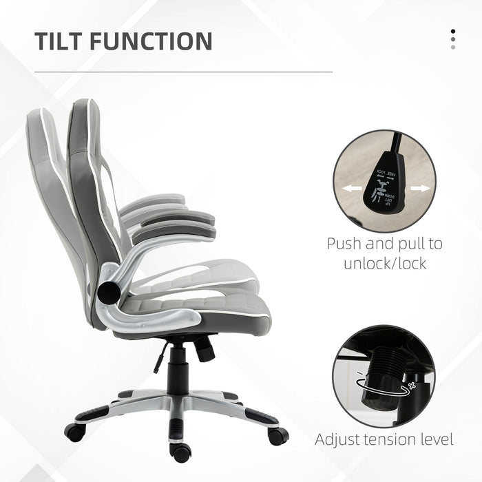 Office / Gaming Swivel Chair with 90¬¨¬®‚Äö√†√ª Flip-up Armrest, Adjustable Height and Rolling Wheels, Grey