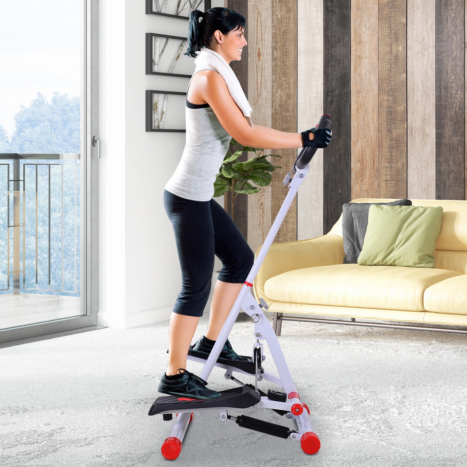 HOMCOM Foldable Step Machine, Height Adjustable Stepper w/ LCD Display ...