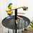 Metal Bird Table Play Stand, Bird Feeder Station Parrot Perch with Four Wheels Feeding Bowls Round Tray