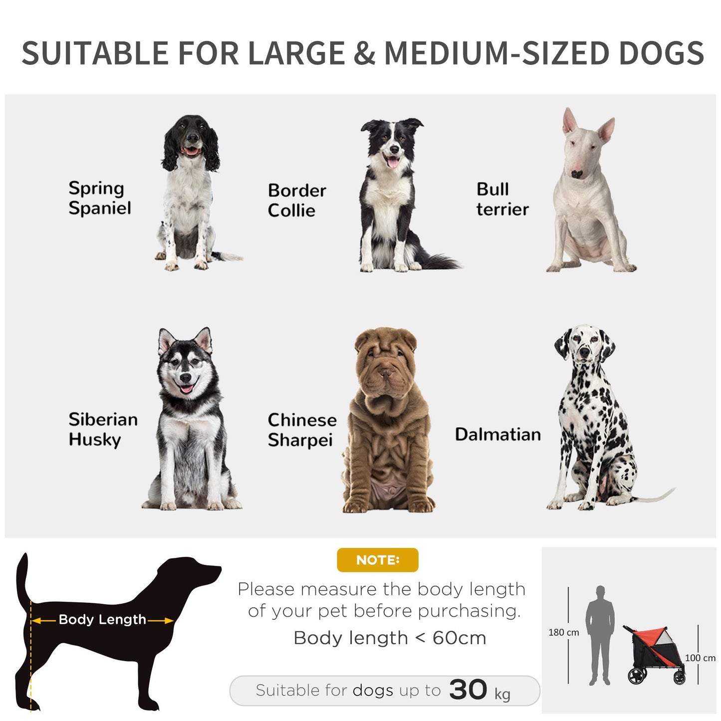 Pet Stroller w/ Universal Front Wheels, Shock Absorber, One-Click Foldable Dog Cat Carriage w/ Brakes, Storage Bags, Mesh Window, Safety Leash, for Large and Medium Dogs - Red