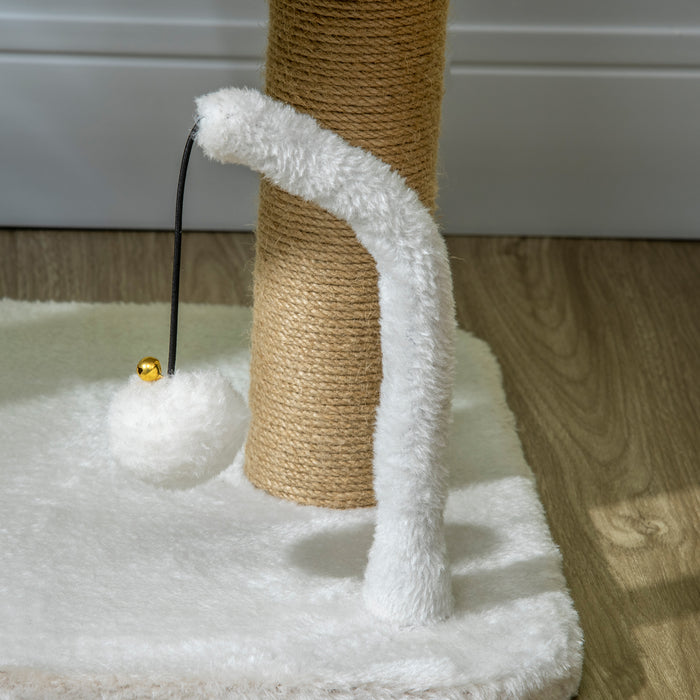 42cm Cat Tower for Indoor Cats, Kitten Play Tower, Cat Tree w/ Jute Scratching Post, Toy Balls 48 x 38 x 42cm - White