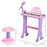 Mini Electronic Organ Piano W/Microphone and Stool-Purple/Pink