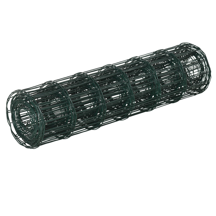 61cm x 1000cm Chicken Wire Mesh, Foldable PVC Coated Welded Garden Fence, Roll Poultry Netting, for Rabbit, Green