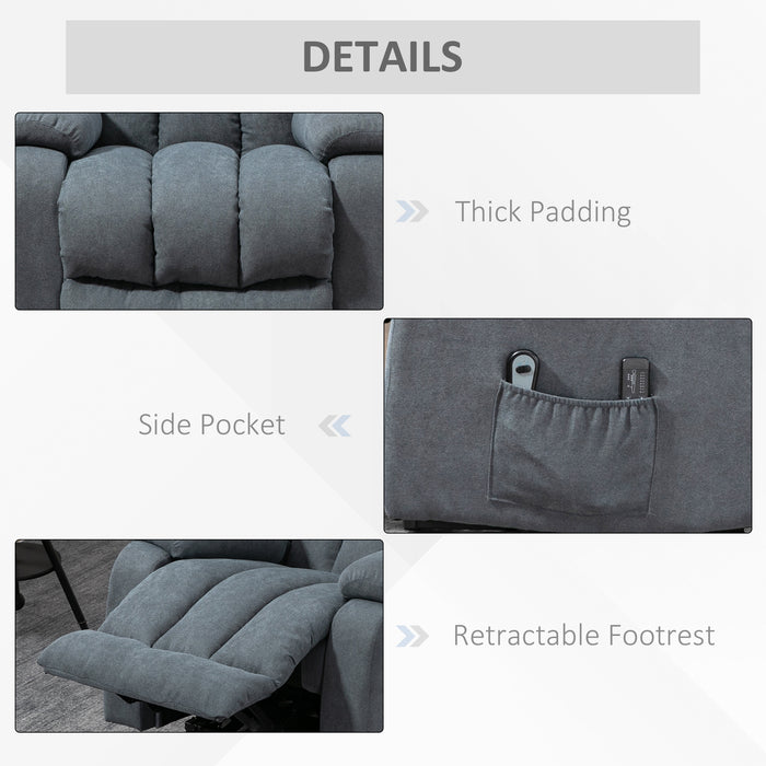 Oversized Riser and Recliner Chairs for the Elderly, Heavy Duty Fabric Upholstered Lift Chair for Living Room with Remote Control, Side Pocket, Grey