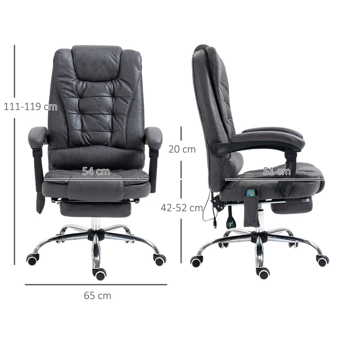 Heated 6 Points Vibration Massage Executive Office Chair Adjustable Swivel Ergonomic High Back Desk Chair Recliner with Footrest Dark Grey