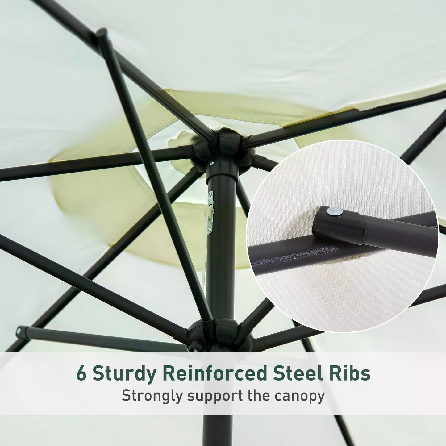 Outsunny 2.7M Garden Parasol Umbrella with Tilt and Crank, Outdoor Sun Parasol Sunshade Shelter with Aluminium Frame, Grey