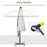 3(m) Cantilever Shanghai Parasol Garden Hanging Banana Sun Umbrella with Crank Handle, 18 Sturdy Ribs and Cross Base, Off-White