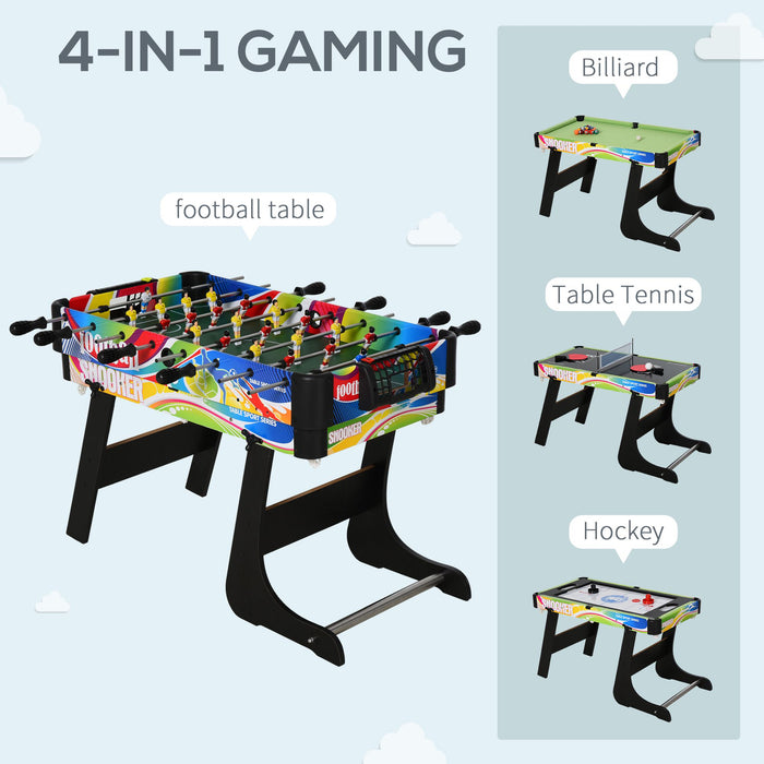 Folding Multi Gaming Table 4 in 1 Hockey, Football Table, Table Tennis, Billiards For Play Fun