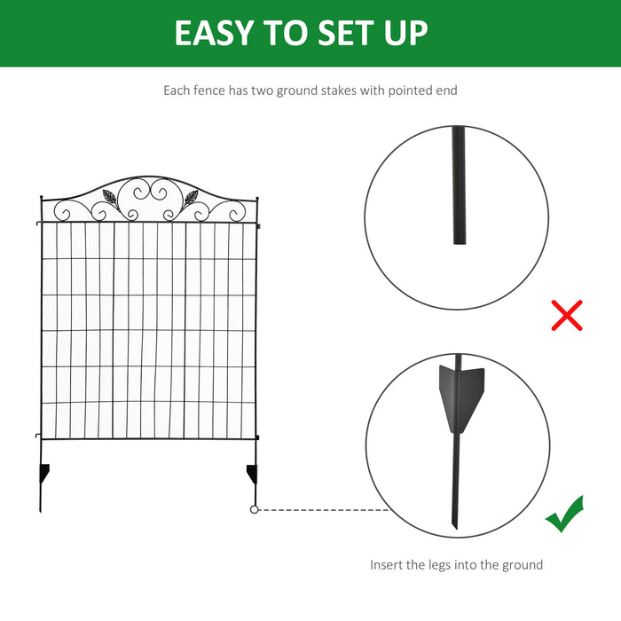 4 Panel Garden Decorative Fence - 44in x 12ft