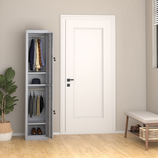 Vinsetto Locker Cabinet Storage Cold Rolled Steel w/ Shelves Vertical Cupboard Grey 38 x 46 x 180 cm