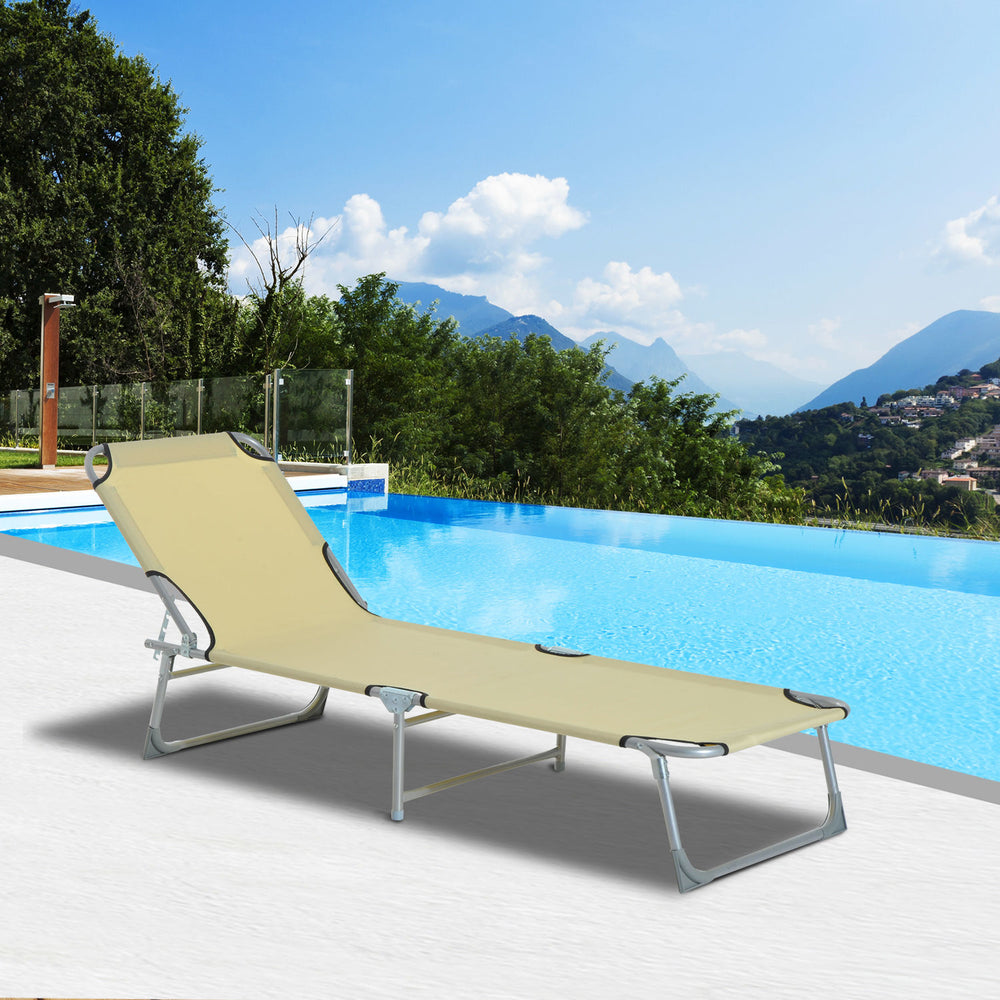 Portable Adjustable Lounger,Oxford Cloth-Beige