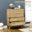 Storage Cabinet, 4-Drawer Unit with Rattan Element for Bedroom, Living Room, 80cmx35cmx95cm, Wood Effect