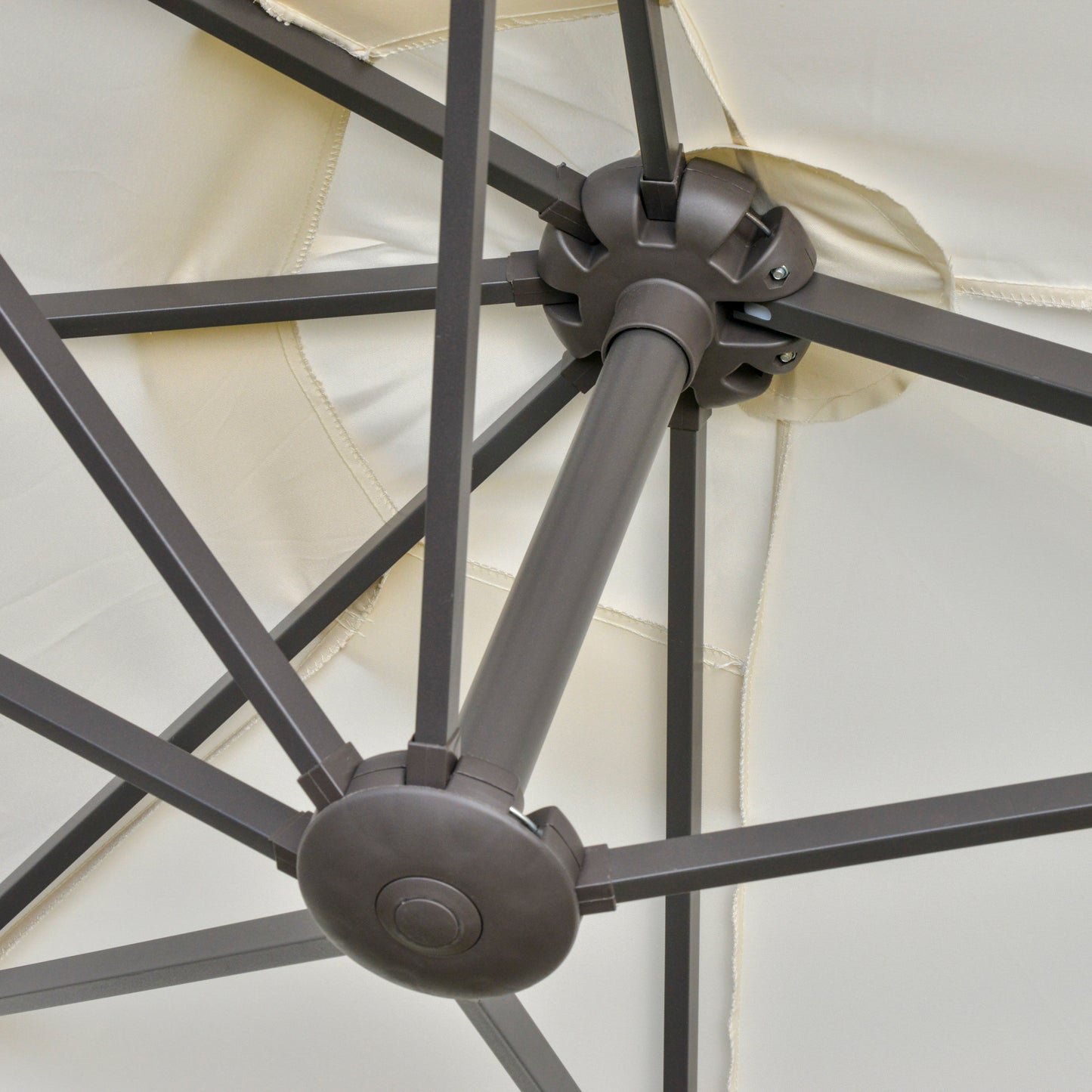 4.6m Garden Parasol Double-Sided Sun Umbrella Patio Market Shelter Canopy Shade Outdoor with Cross Base – Off White