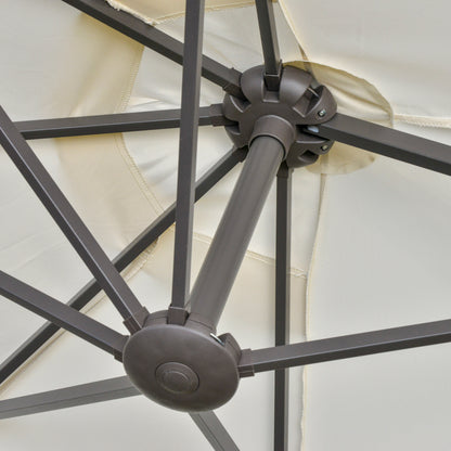 4.6m Garden Parasol Double-Sided Sun Umbrella Patio Market Shelter Canopy Shade Outdoor with Cross Base – Off White