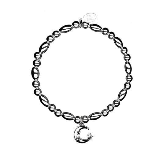 Love you to the Moon Sterling Silver Stacking Bracelet