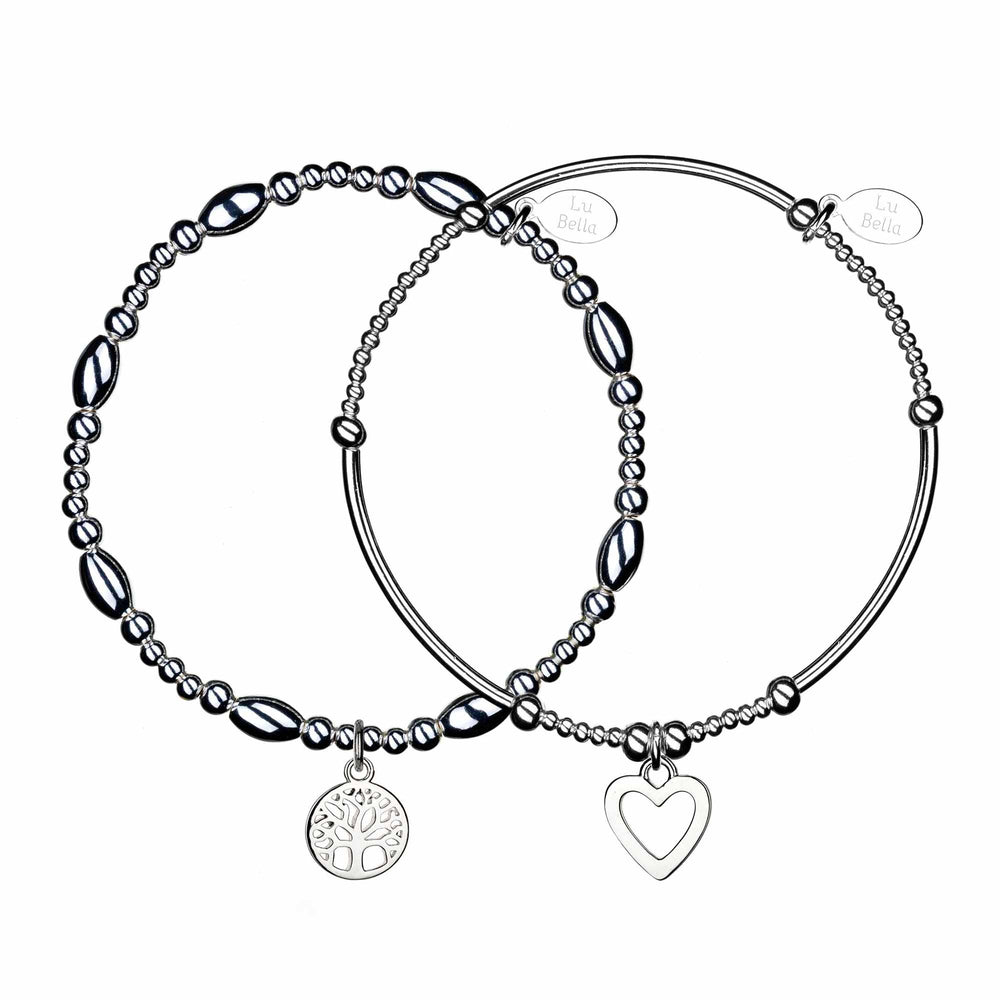 Love & Life Sterling Silver Stacking Bracelets - Set of 2