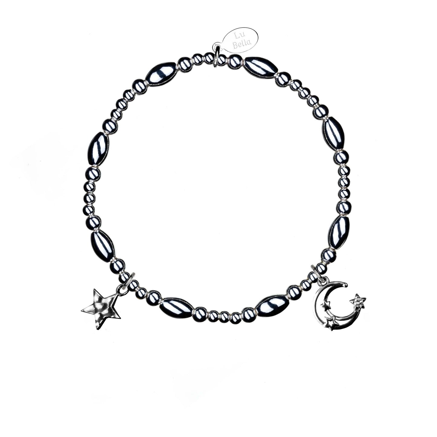 Moon & Stars Sterling Silver Stacking Bracelet