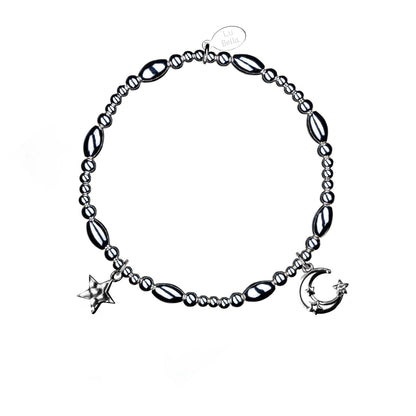 Moon & Stars Sterling Silver Stacking Bracelet