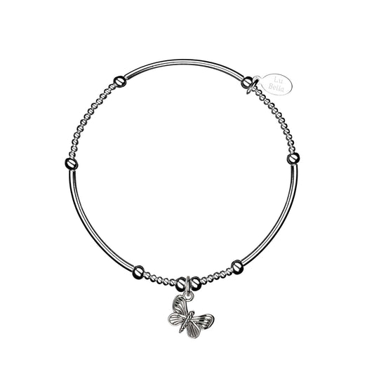 Graceful Butterfly Sterling Silver Stacking Bracelet