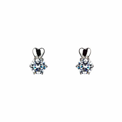 CZ & heart Stud Earrings