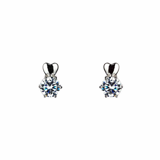 CZ & heart Stud Earrings