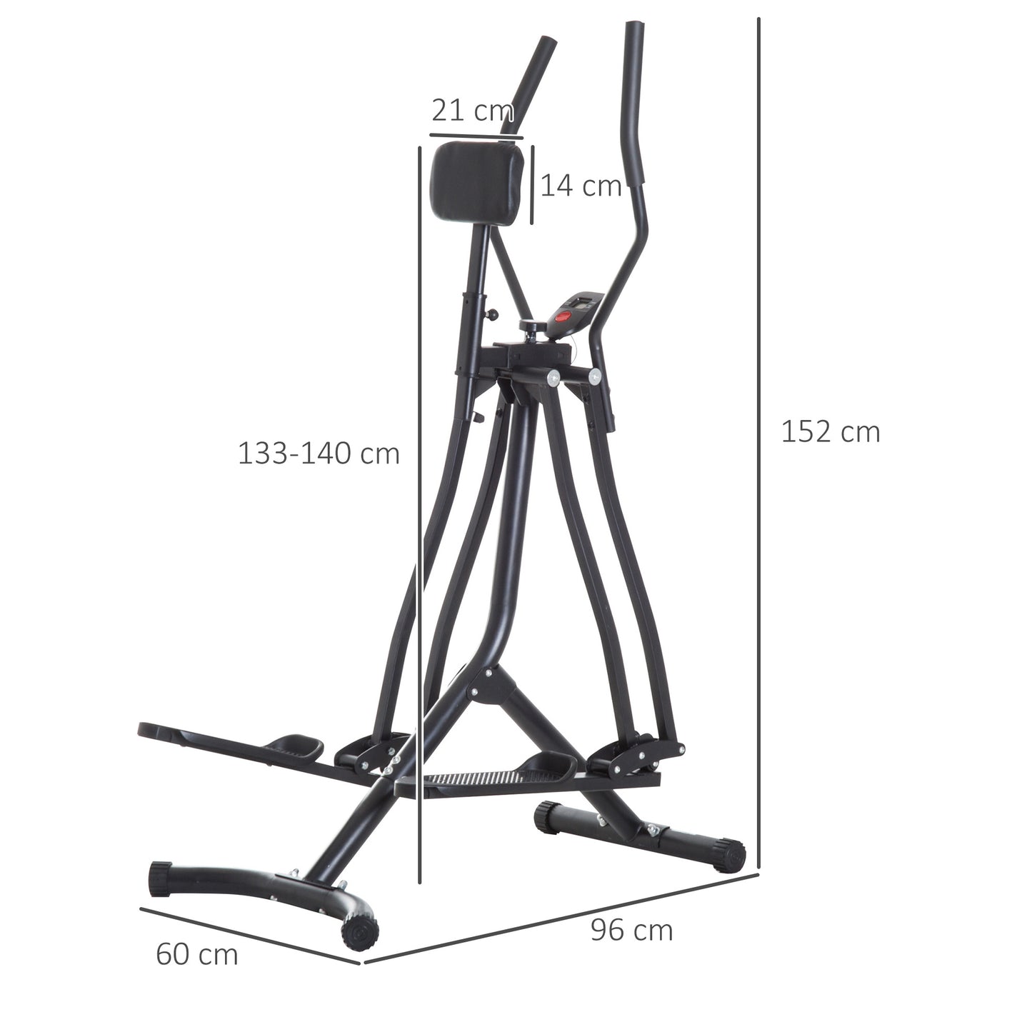 HOMCOM Air Walker Glider Home Gym, Cross Trainer Fitness Exercise Machine with LCD Monitor - Black