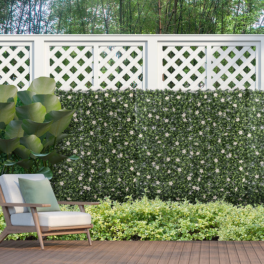 Artificial Hedge - 12 piece set, each decorative fence panel measures 50cm x 50cm, covers total 3 square meters