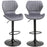 Bar Stool Set of 2 Velvet-Touch Fabric Adjustable Height Swivel Counter Chairs with Footrest, Grey