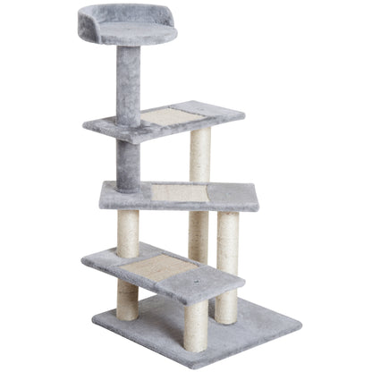 100 cm Cat Tree for Indoor Cats Kitten Scratch Scratching Post Climbing Tower Activity Center Grey