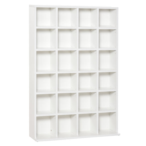 480 CD / 312 DVD Storage Shelf Rack Media Storage Unit Shelves Racks Wooden Bookcase Display Unit with 4 Adjustable Shelves White