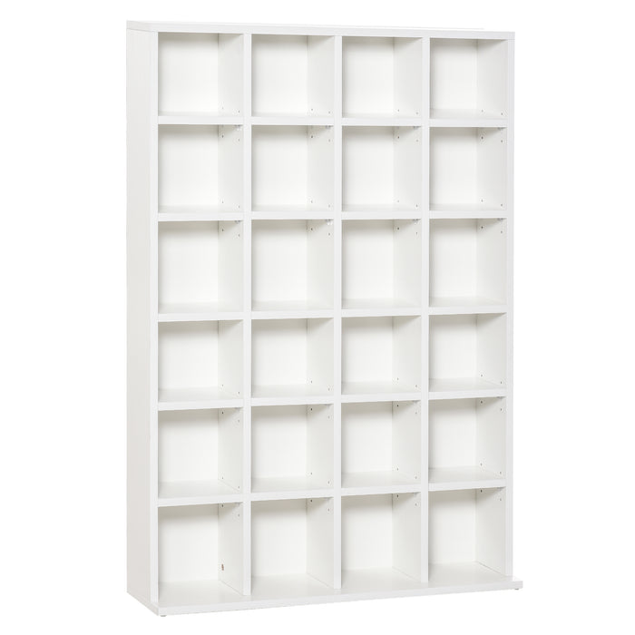 480 CD / 312 DVD Storage Shelf Rack Media Storage Unit Shelves Racks Wooden Bookcase Display Unit with 4 Adjustable Shelves White