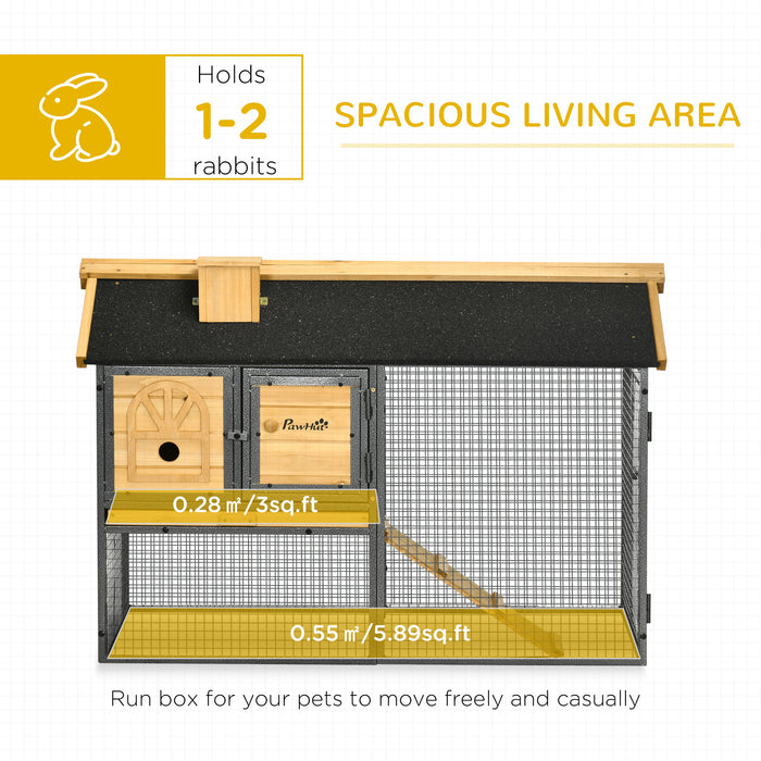 Rabbit Hutch Outdoor Bunny Cage with Run, Removable Tray, Ramp, Guinea Pig House, 120 x 55.5 x 80 cm