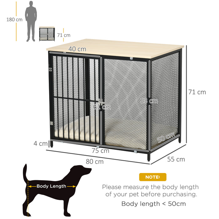 Dog Crate Furniture Side End Table Indoor Dog Kennel w/ Soft Washable Cushion, Wire Mesh, for Small and Medium Dogs