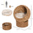 Wicker Cat Bed, Raised Rattan Cat Basket with Cylindrical Base, Soft Washable Cushion, Brown, 42 x 33 x 52 cm