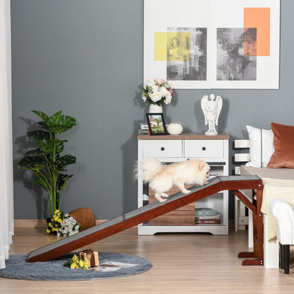 Pet Ramp for Dogs Cats Non-Slip Carpet Top Platform - Brown & Grey