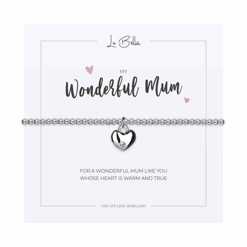 My Wonderful Mum Heart Charm Sentiments Bracelet