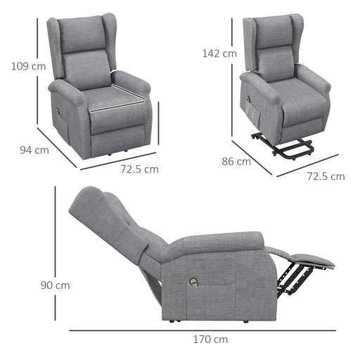 Power Lift Chair for the Elderly with Remote Control, Fabric Electric Recliner Chair for Living Room, Grey