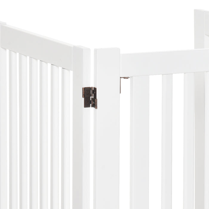 Freestanding Dog Gate, Foldable Pet Fence, Indoor Barrier, Stair Gate with Support Feet, 155 x 76 cm, White