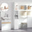 Tall Bathroom Storage Cabinet with Mirror, Freestanding Floor Cabinet Tallboy Unit with Adjustable Shelves, White