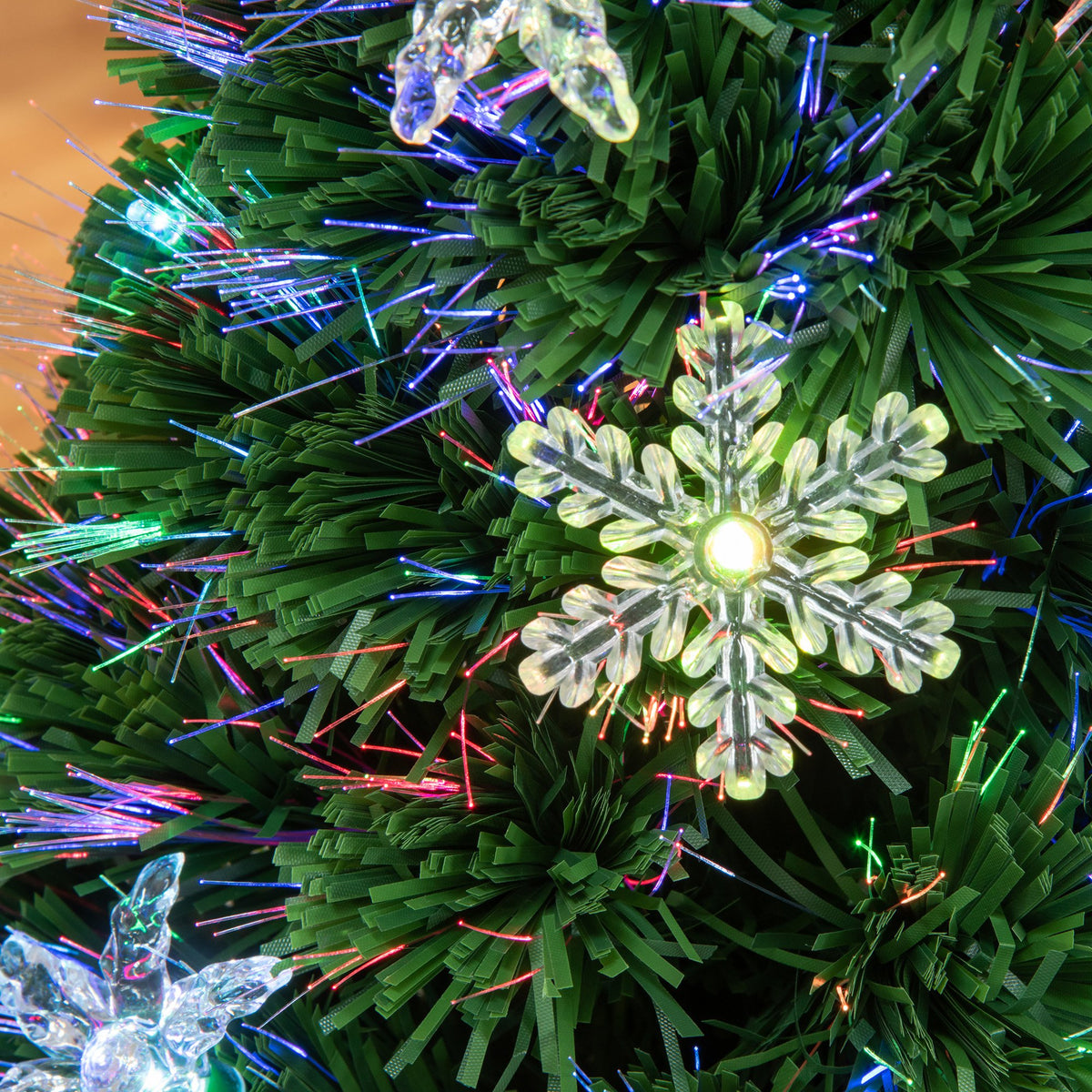 3ft Pre-Lit Fibre Optic Christmas Tree with Multicolour LEDs, Bows & Star