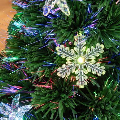 3ft Pre-Lit Fibre Optic Christmas Tree with Multicolour LEDs, Bows & Star