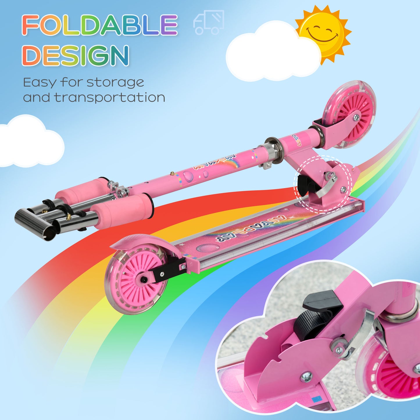 Foldable Kids Scooter with Lights and Music