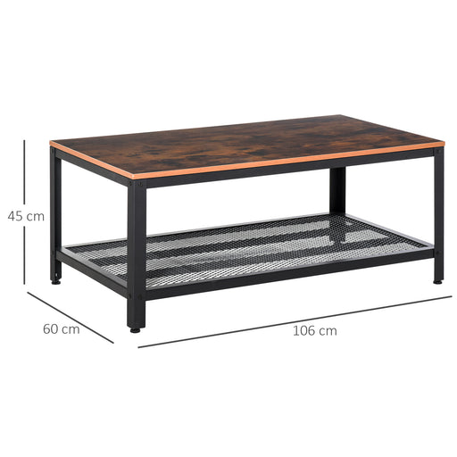 Coffee Table Industrial Site table Living Room Storage Shelf Metal Frame Two-tone Modern Organiser